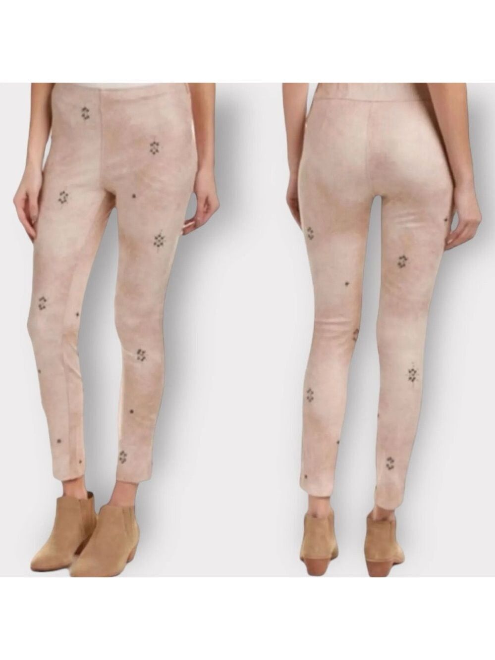 Free People NEW sz 28 Medium Faux Suede Studded Leggings Neutral Bohemian Flirty